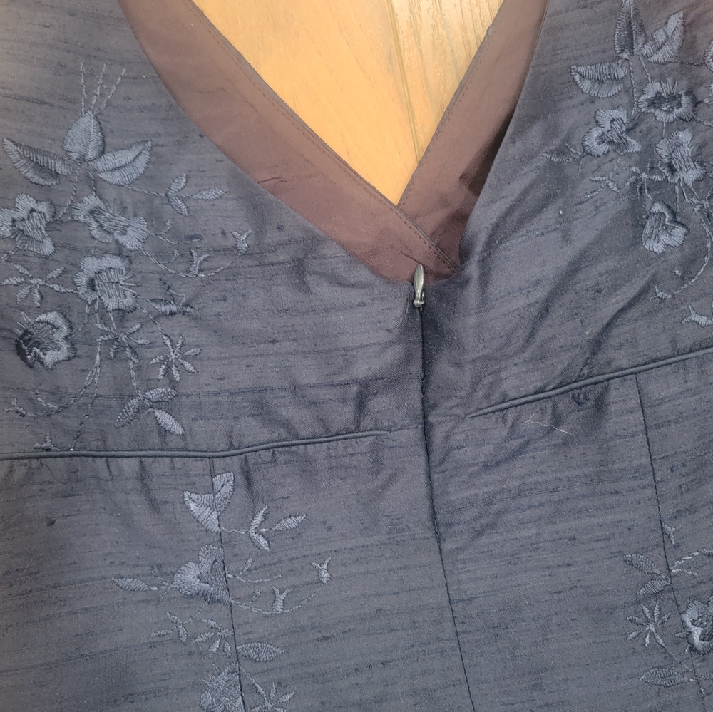 Nicole Miller Navy Blue Embroidered Maxi Dress - Picture 5 of 6